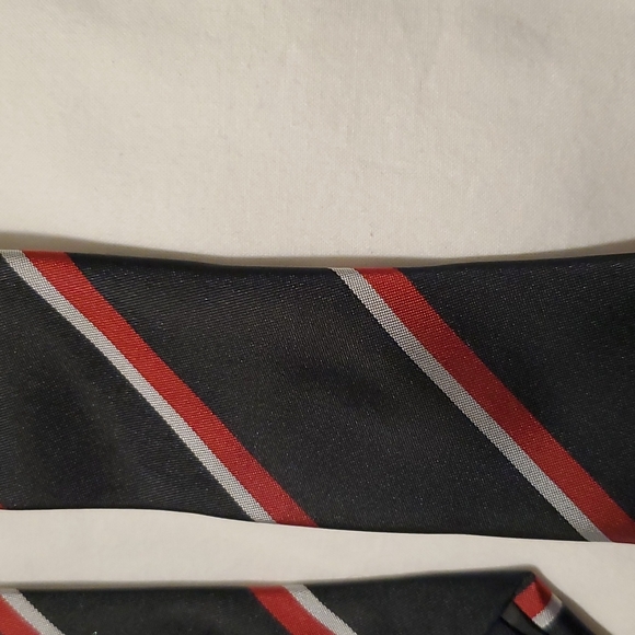 Men's black with red and silver strip Aldo Polyester Tie - Picture 6 of 7